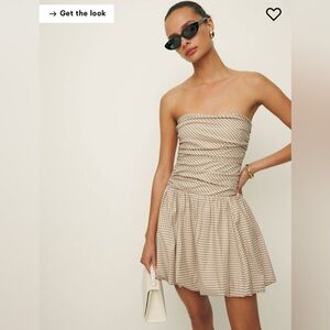 Reformation CLEA Gingham Dress - Tan and White